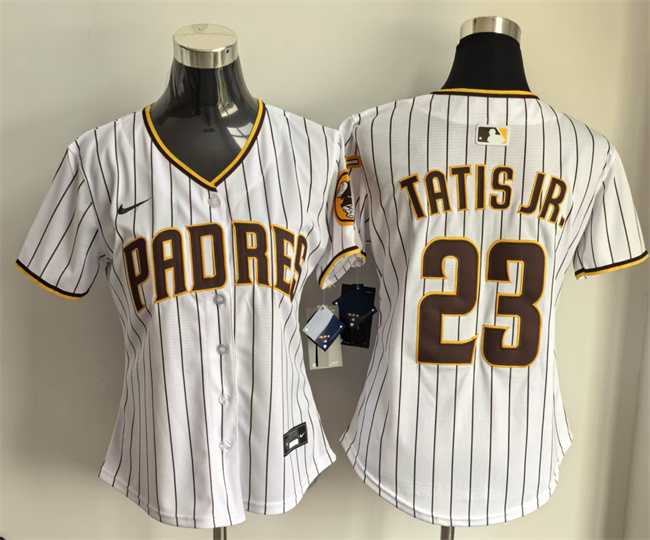 Womens San Diego Padres #23 Fernando Tatis Jr. White Home Limited Stitched Jersey